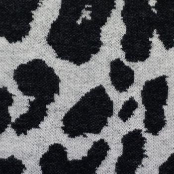 Preview: Jacquard-Jersey Ottoman Emily mit schwarzem Leo auf Naturweiß